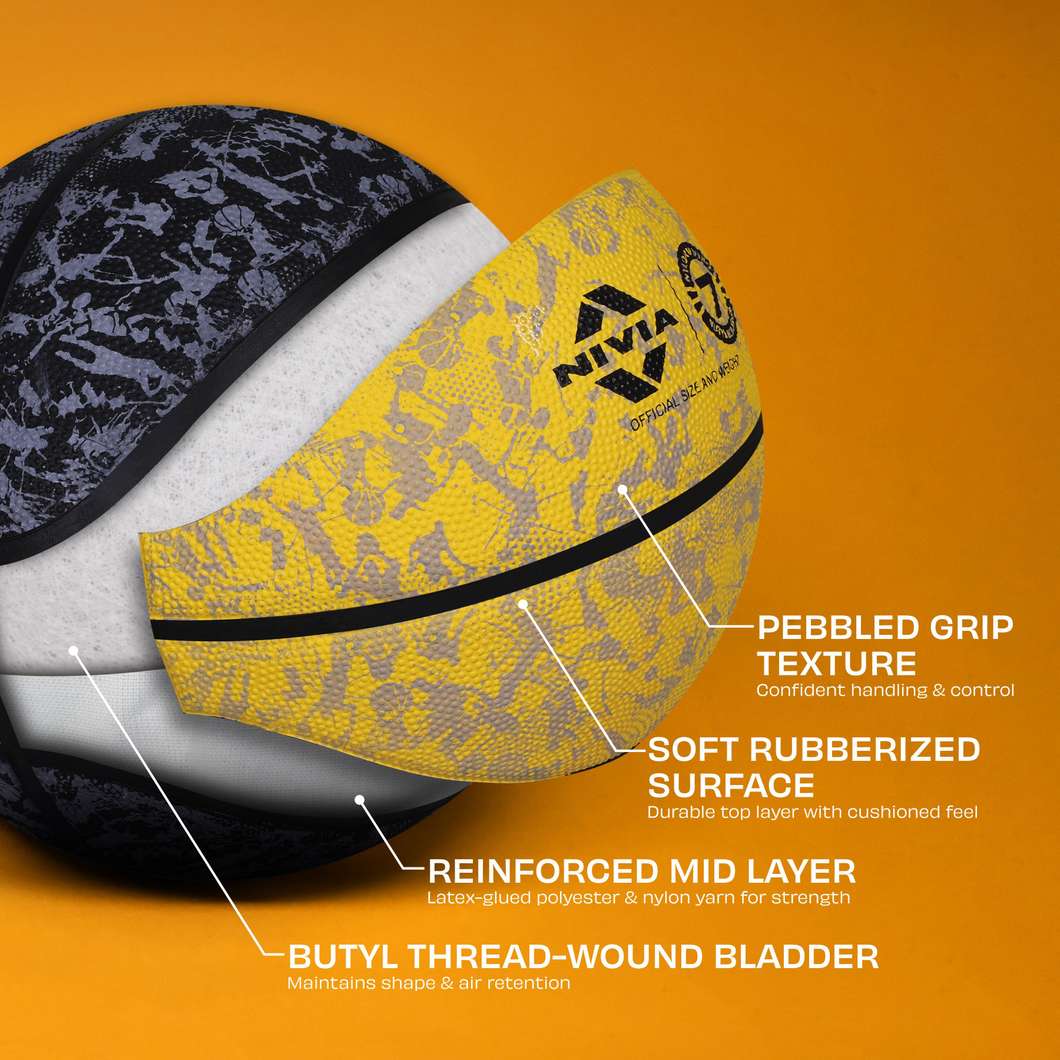 NIVIA Graffiti, 8 Panel, Rubber Moulded, Made for Beginners, Ideal for all surfaces Basketball