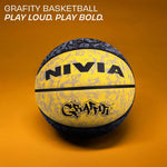 NIVIA Graffiti, 8 Panel, Rubber Moulded, Made for Beginners, Ideal for all surfaces Basketball