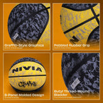 NIVIA Graffiti, 8 Panel, Rubber Moulded, Made for Beginners, Ideal for all surfaces Basketball